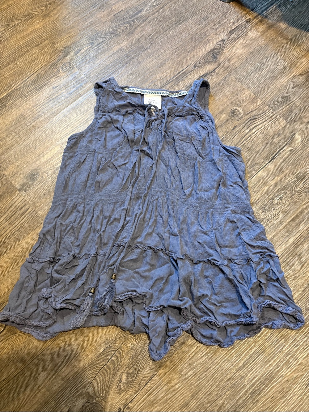 Sleeveless Blue Ruffle Tie-Front Women's Top size small